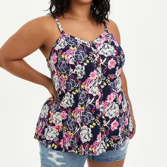 torrid Tops - NWOT Torrid Navy Floral Fit & Flare Cami size 2